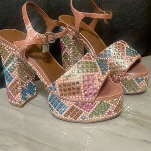 Kurt Geiger Pink Multicolor Platform Heels